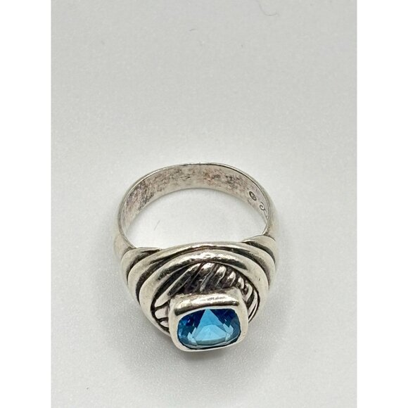 Vintage Sterling Silver Blue Topaz Ring Size 7.5 - Picture 6 of 11